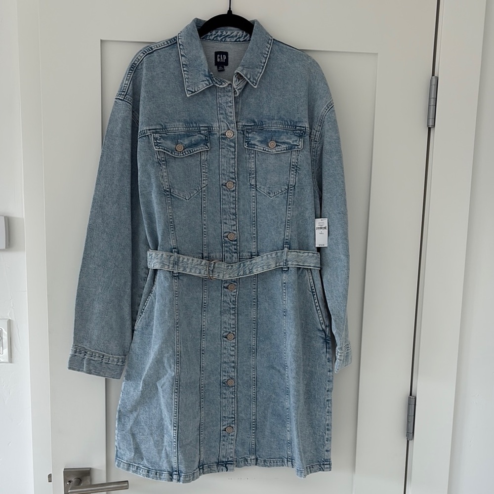 GAP Light Blue Denim Belted Dress